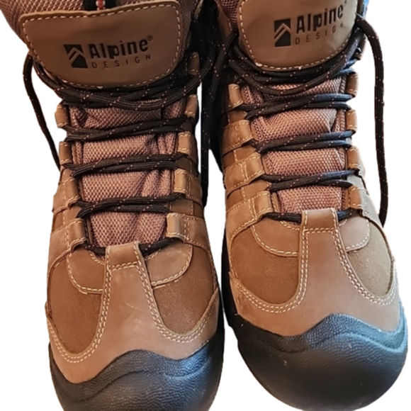 Men's Brown Lace Up Reinforced Toe Waterproof Hiking Boots Alpine Design, NIB - Picture 3 of 11